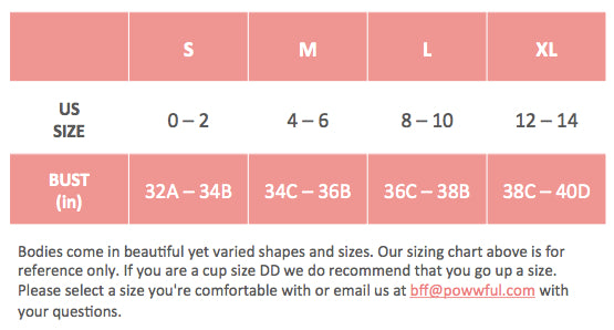 Sizing - Sports Bras by POWWFUL