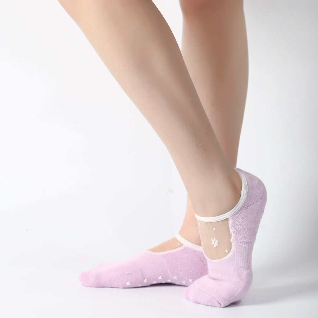 Optional title display Lilac Flow – Ankle Grip Socks