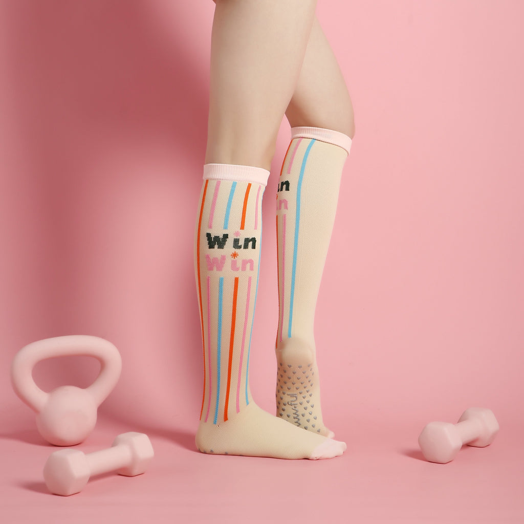 Optional title display Peachy Pink – Knee High Compression Grip Socks