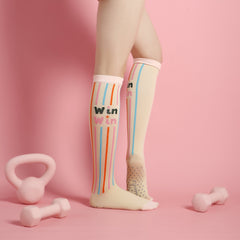 Peachy Pink – Knee High Compression Grip Socks